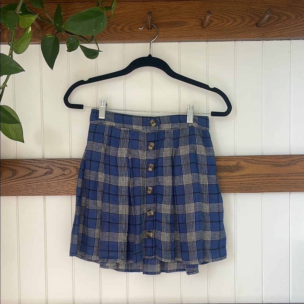 Lightweight Blue Gray Pleated Mini Skirt